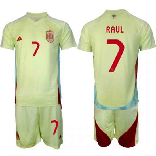 Men Spain Team 7 Ral 2024 25 Yellow Away Soccer Jersey Suit